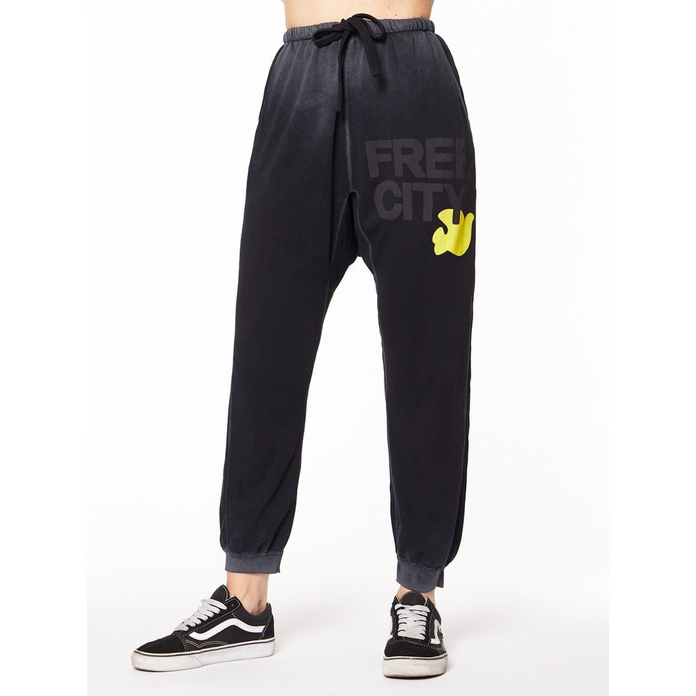 FREECITY SUNFADE Sweatpants Grey Black yellow dove graphic drop crotch unisex